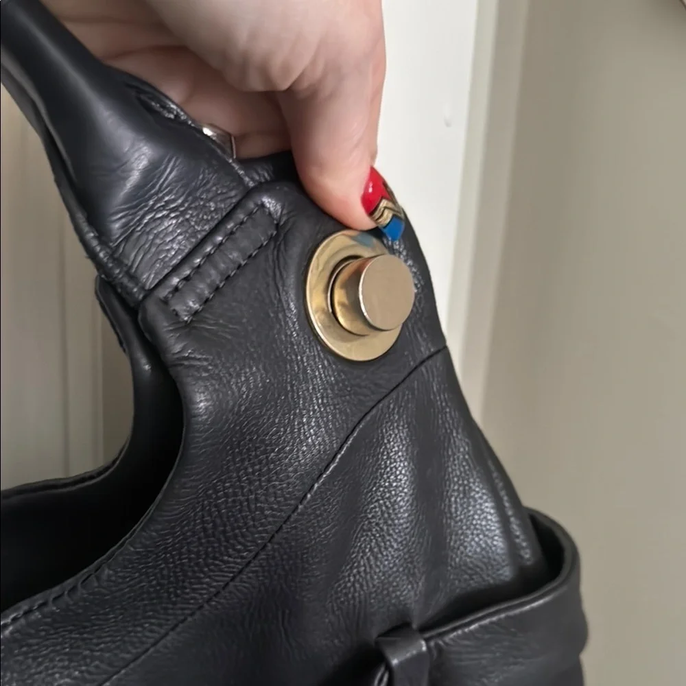 Foley + Corinna Black and Gold Leather Shoulder Bag